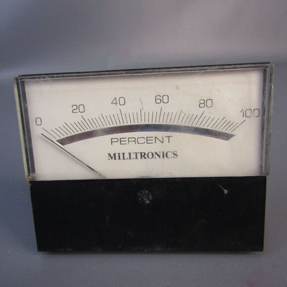 Vintage Milltronics Percent Gauge 2.75" x 3"‎ Plastic Meter Steampunk - Picture 1 of 4